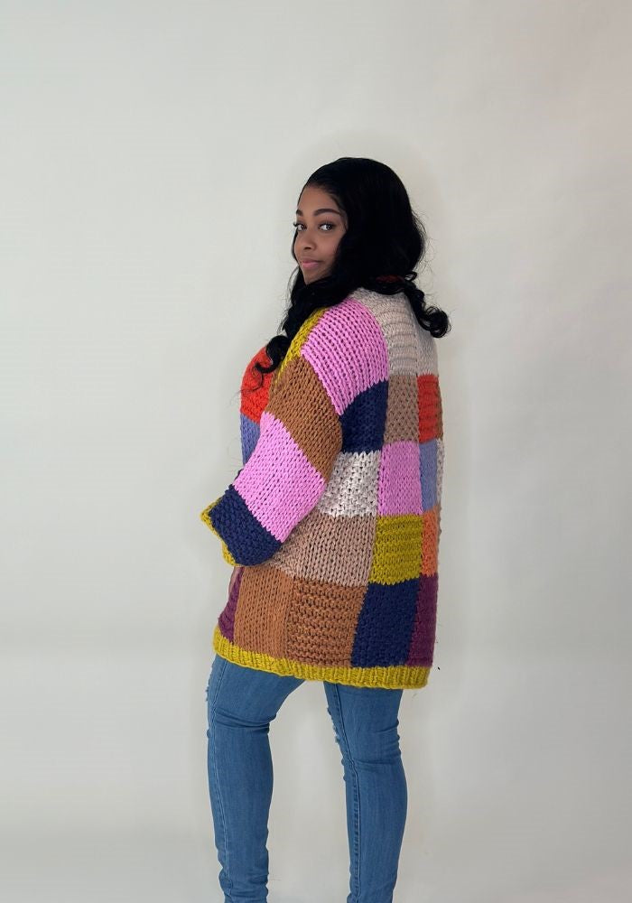 Color Block Open Front Cardigan